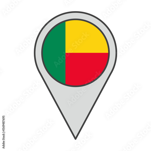 Free Download Vector illustration of a geolocation tag colored with the flag of Benin - GFXLoad
