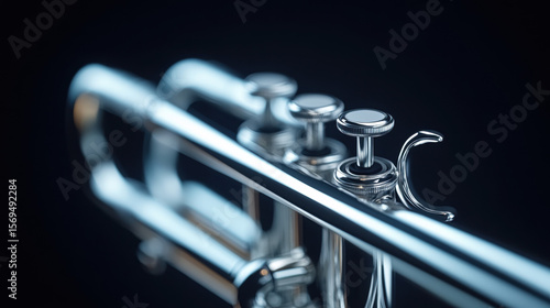 Minimal jazz, Close-up of textured trumpet valves in a minimalistic style.