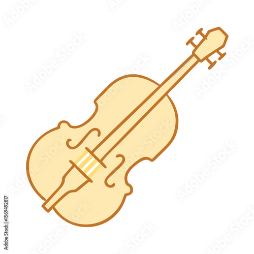 Flat Vector Double Bass Icon - Cute Cartoon String Instrument for Orchestra and Classical Music Design

