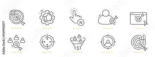 Targeting, marketing line icons. Editable stroke