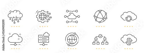 Web hosting, computing line icons. Editable stroke