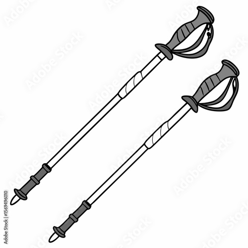 Gray trekking poles with black straps and tips hiking poles walking sticks