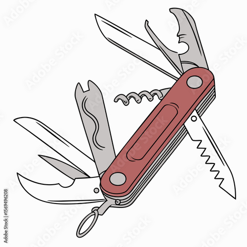 Maroon multi tool with silver blades and tools swiss army knife pocket knife