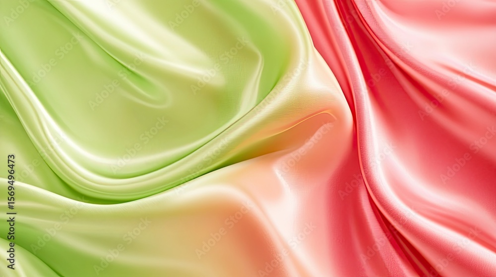 Obraz premium Silk Fabric with Green Red Drape.