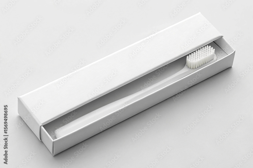 Blank White Toothbrush and Packaging Box Mockup Blank White Toothbrush and Packaging Box Mockup