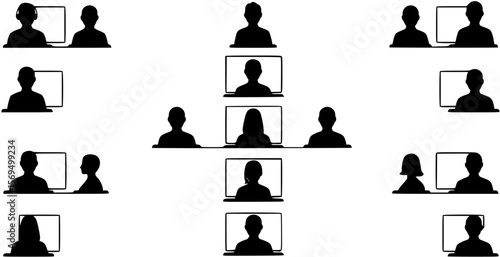 Silhouette Grid of People in Online Conference
