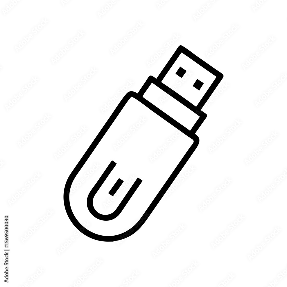 Simple Outline Icon of a USB Flash Drive, Symbolizing Data Storage and Portability.
Simple Outline Icon of a USB Flash Drive, Symbolizing Data Storage and Portability.