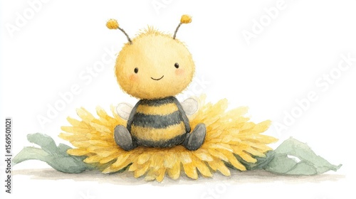 a cute baby bee sitting on a yellow dandelion flower