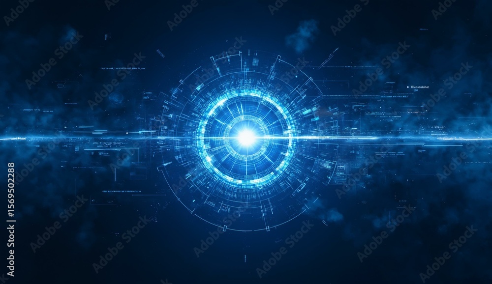 Obraz premium Digital Interface with Central Light and Circular Patterns