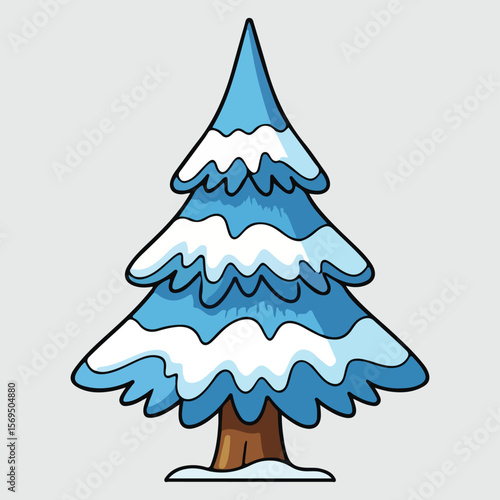 Cartoon Snow Tree with Exposed Roots