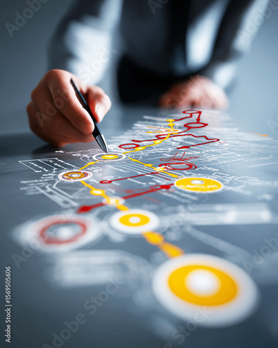ERP software business operation. Database performance. Integration strategy. Strategic ERP integration roadmap illustration