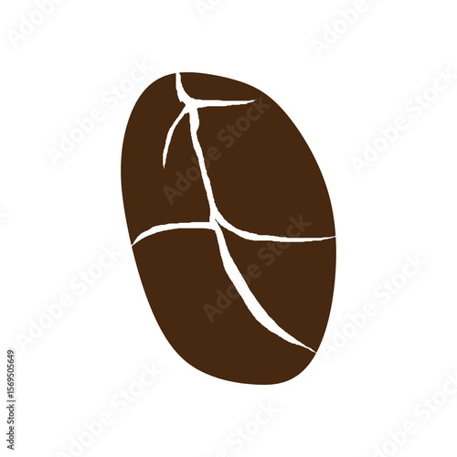 illustration of a crunchy coffee bean, in dark brown color