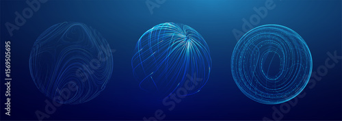 Abstract 3D Particle Globe with Digital Sphere and Tech Background Network Pattern. Science Vector Orb for Medical Research or Futuristic AI Data Concept. Geometric Wireframe Mesh Design.
