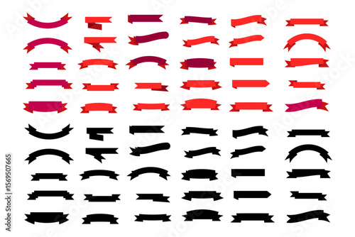 Ribbon silhouette vector set. Set of the Ribbons. vector illustration.