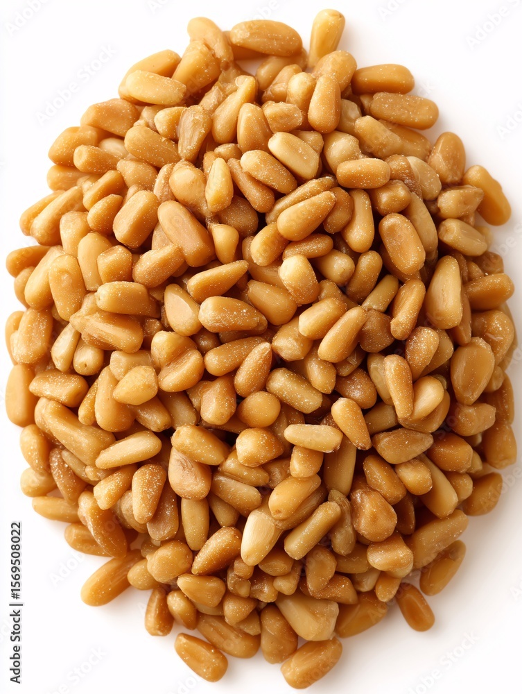 small heap of pine nuts forming a compact mound, radiating a subtle, warm glow from within, representing concentrated energy and the solid nutritional foundation provided by this superfood. small heap of pine nuts forming a compact mound, radiating a subtle, warm glow from within, representing concentrated energy and the solid nutritional foundation provided by this superfood.