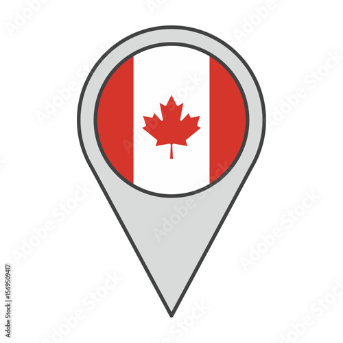 Free Download Vector illustration of a geolocation tag colored with the flag of Canada - GFXLoad