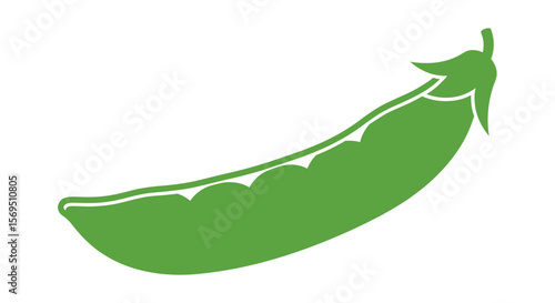Green Pea Pod Silhouette with Stem and Visible Pea Bumps
