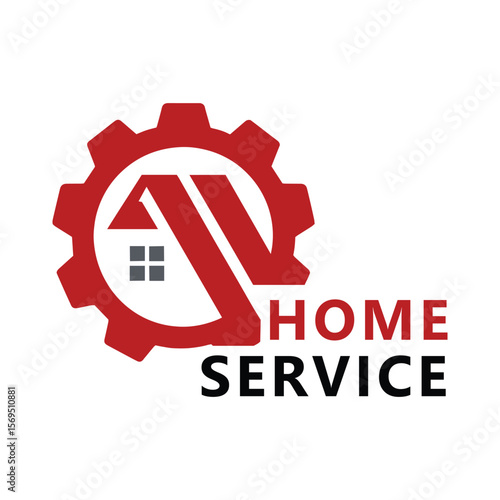 Home service logo design vector illustration home gear logo template