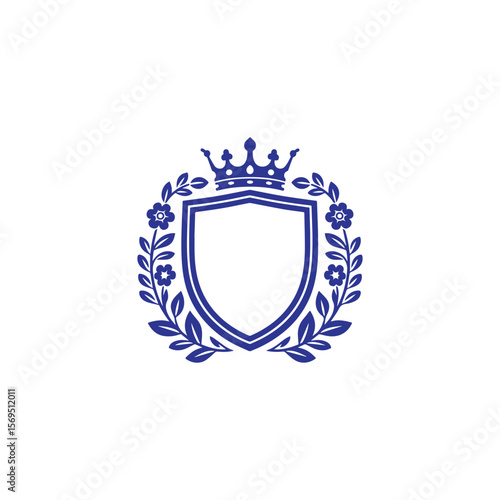  Floral Crowned Shield Emblem