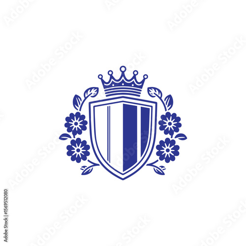 Floral Crowned Shield Emblem