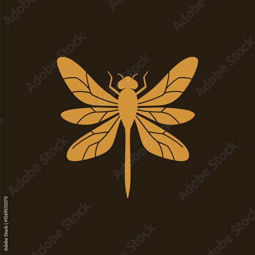 Stylized Golden Dragonfly Illustration