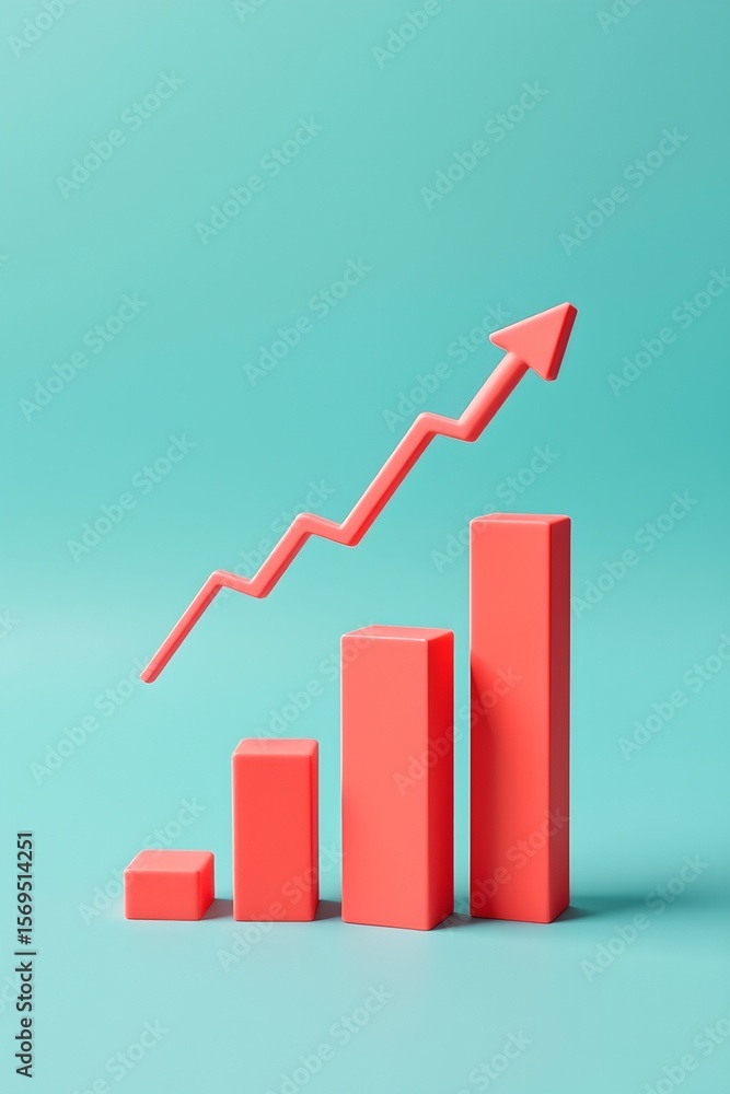 Fototapeta premium investment tools with bar graph floating above, pastel background