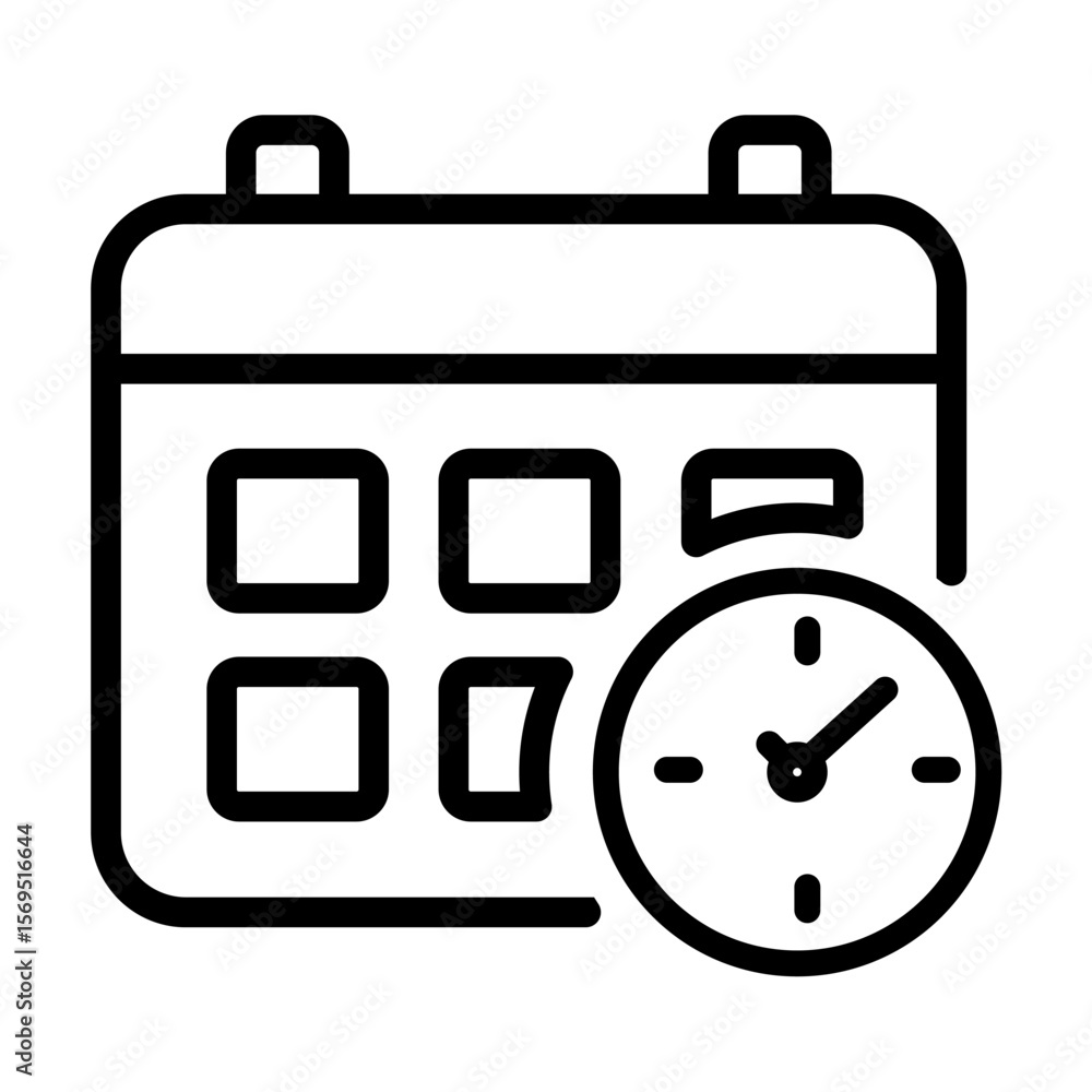 Calendar with Clock Schedule Icon Calendar with Clock Schedule Icon