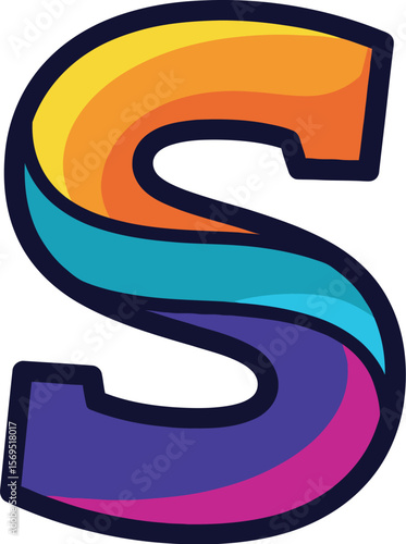 A vibrant letter s with multiple colors on a white background design
