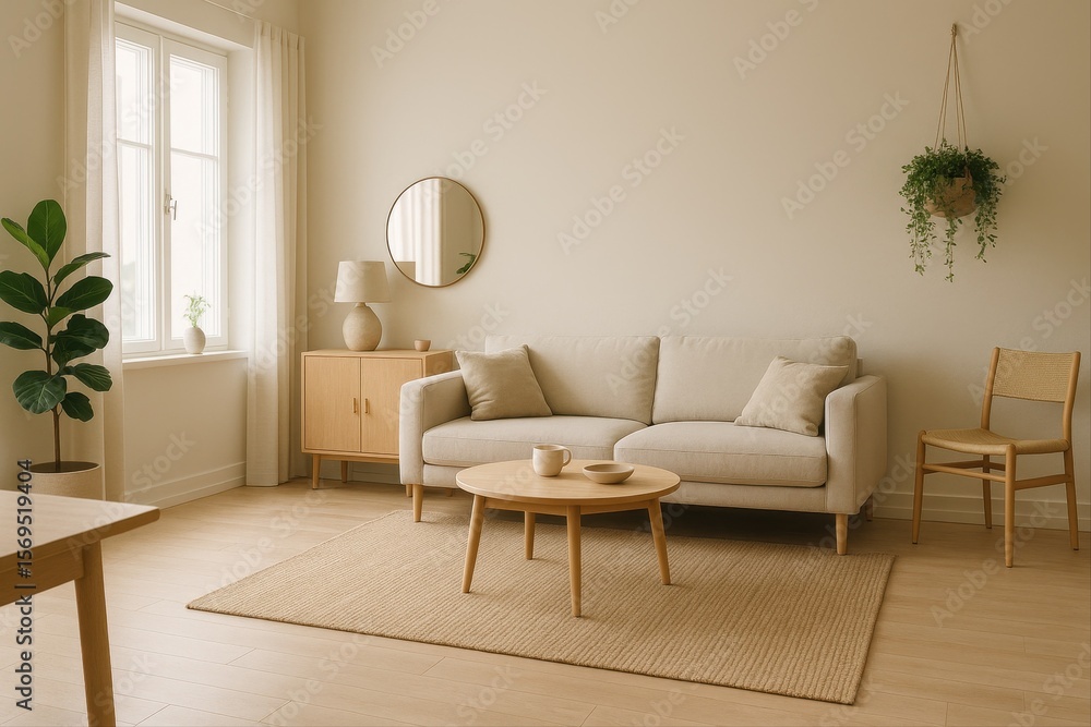 Fototapeta premium Minimalist Scandinavian Living Room Interior