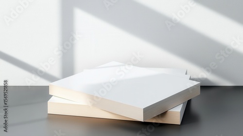 Minimalist White Blocks Mockup with Window Shadow minimalist white blocks mockup shadow minimal wall