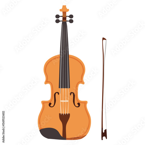 Violin and Bow Vector – Classical Music Instrument
