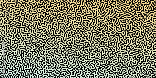 Abstract Reaction-diffusion Turing pattern natural texture yellow and white gradient color scheme. Linear design with biological algorithm psychedelic background. Reaction-diffusion or truing patter