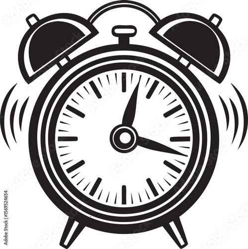 Black alarm clock ringing loudly vintage retro