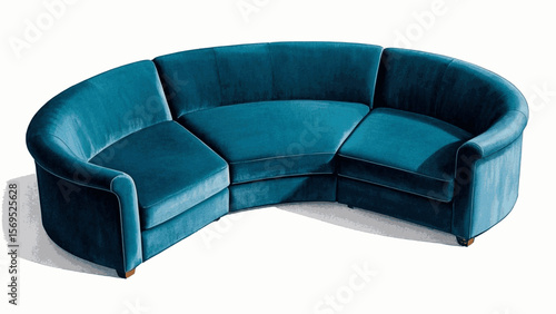 Fluid Lounge Living room sofa blue isolated watercolor vector illustration svg