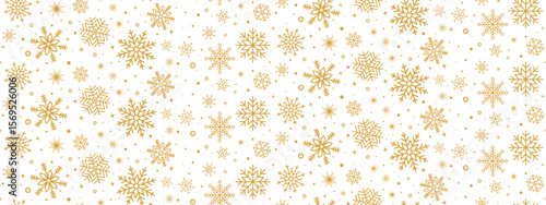Wallpaper Mural Seamless Christmas pattern with gold snowflakes and stars isolated on transparent background. Vector glitter snow New year pattern. Torontodigital.ca