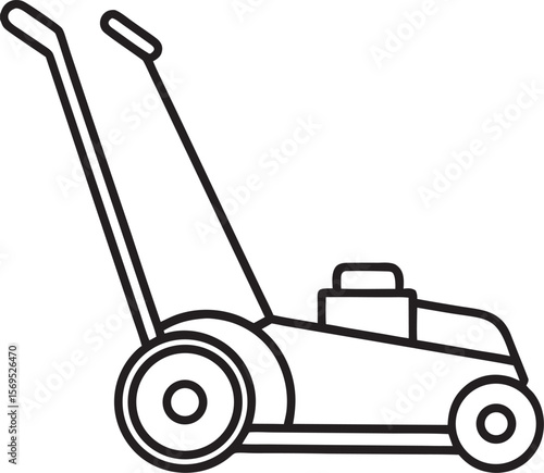Lawn mower side view garden tool grass cutter outdoor equipment