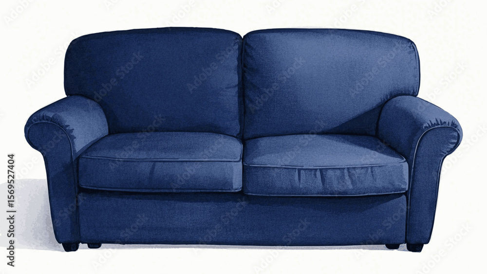 Fototapeta premium Gathering Hue Living room sofa blue isolated watercolor vector illustration svg