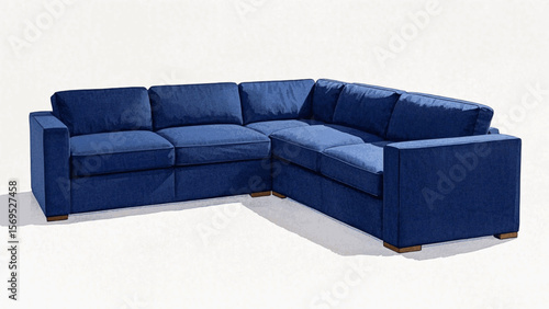 Hearth Memory Living room sofa blue isolated watercolor vector illustration svg
