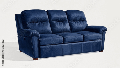 Shared Stillness Living room sofa blue isolated watercolor vector illustration svg
