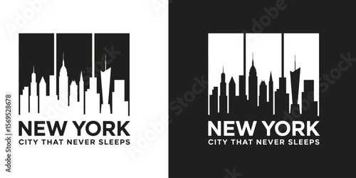 Aquatinter de Nueva York illustration retro vectorial, salute de ciudad end horizontal, rascasses, dissent Plano