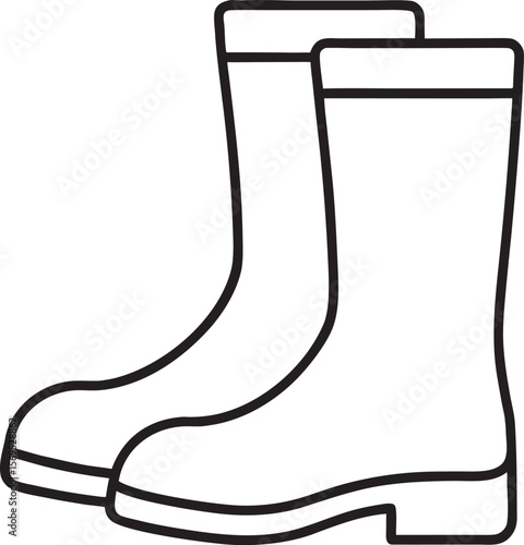 Black outline gardening boots wellington rubber