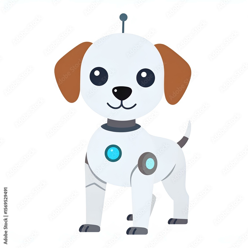 Obraz premium cartoon illustration of cute robot dog with antenna 
