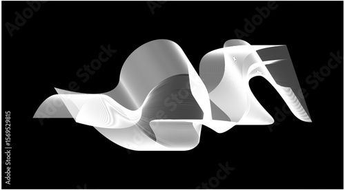 Blend Wavy Curved Abstract Design Background Black And White Vector Illustration