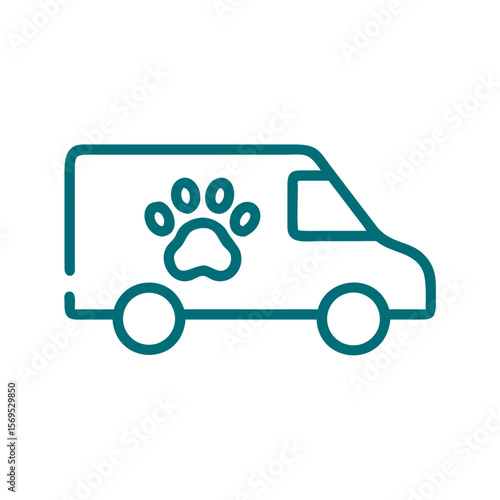 Delivery van with paw print logo for pet services  