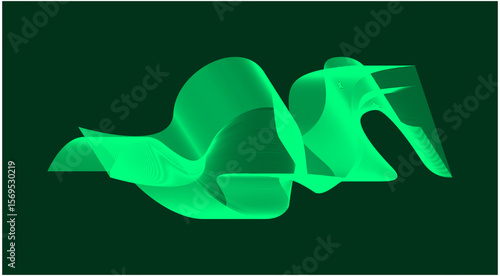 Blend Wavy Curved Abstract Design Background Green Cyan Vector Illustration