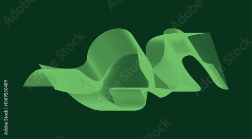 Blend Wavy Curved Abstract Design Background Green Cyan Vector Illustration