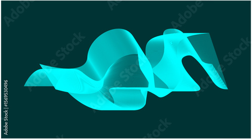Blend Wavy Curved Abstract Design Background Blue Cyan Vector Illustration