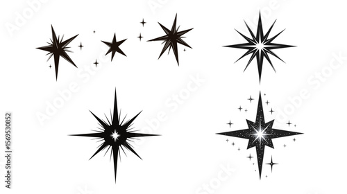 North Star glimmer silhouette vector art featuring a radiant celestial star with sharp beams and minimalist outline, symbolizing guidance, navigation, and cosmic beauty—ideal for spiritual, 
