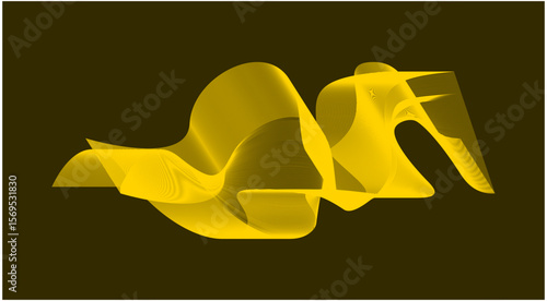 Blend Wavy Curved Abstract Design Background Yellow And Brown Vector Illustration