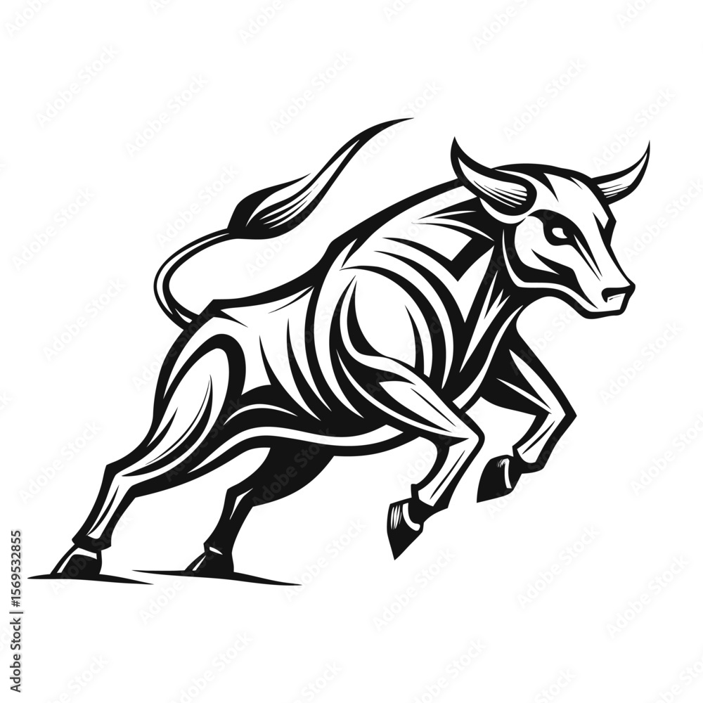 Bull vector illustration Silhouette Bull Market Bull vector illustration Silhouette Bull Market